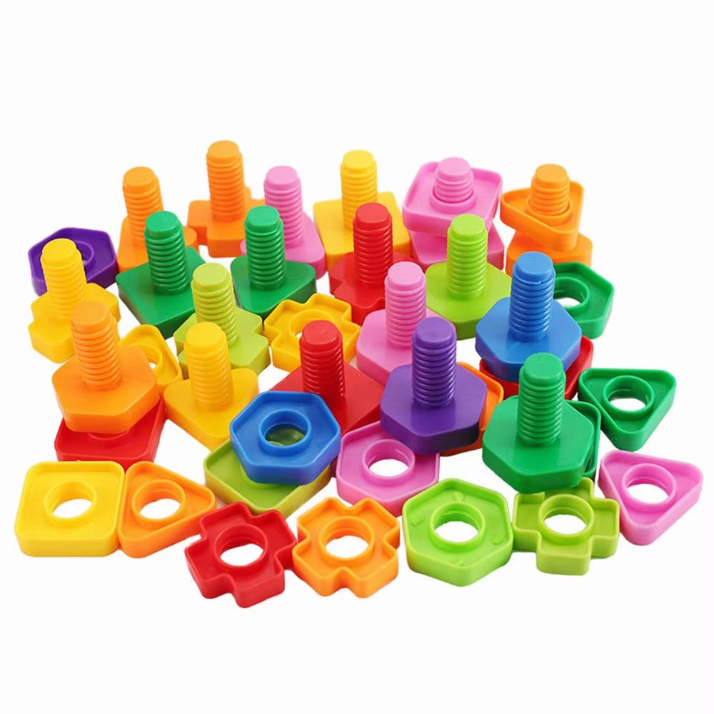 10/20Pcs Set Screw Building Blocks Creative Mosaic Puzzle Toys for Children Plastic Insert Blocks Nut Shape Boys Educational Toy
