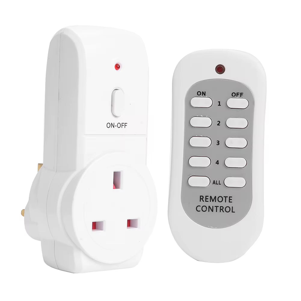 Smart Remote Control Outlet Switch 433Mhz Wireless Plug Socket 10A/230V No Installation for Bedroom/Lighting Easy Use W/ Button