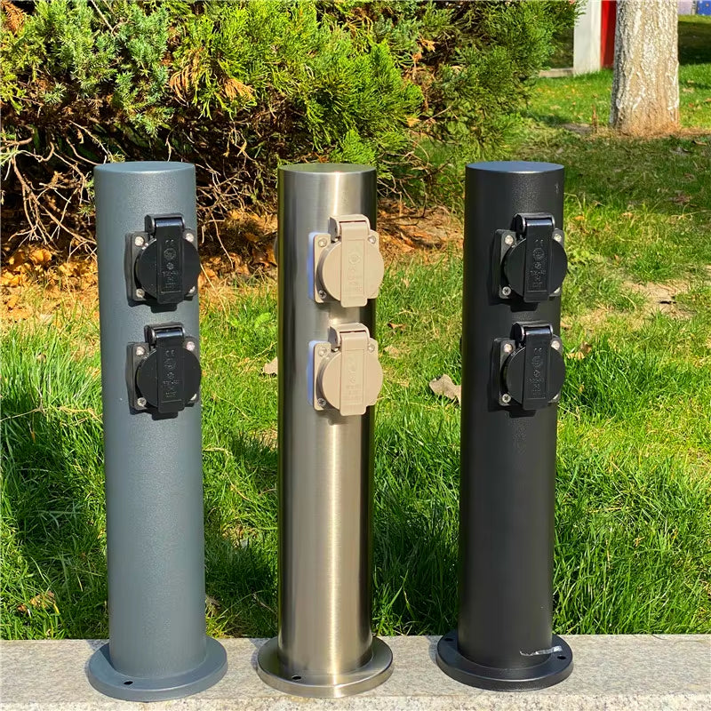 Outdoor Garden Socket 4-Way EU Sockets Waterproof Energy Column Multi-Socket Spike for Garden Décor Lawn Mower Electrical Outlet