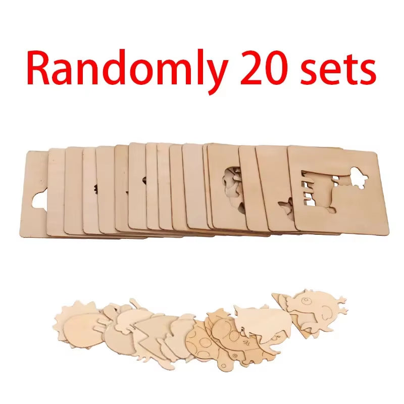 10-20Pcs Wooden DIY Kids Drawing Toys Painting Stencils Template Craft Toys Puzzle Educational Toys for Children Gifts