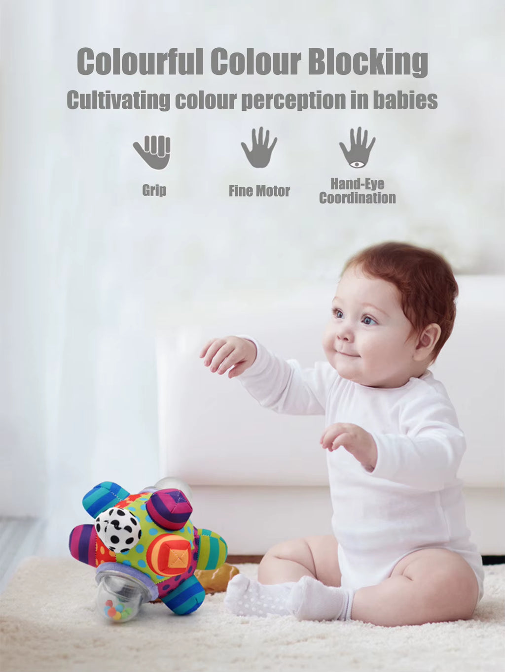 Baby Toy Fun Little Loud Bell Baby Ball Rattles Toy Develop Baby Intelligence Grasping Toy Hand Bell Rattle Toys for Baby Infant