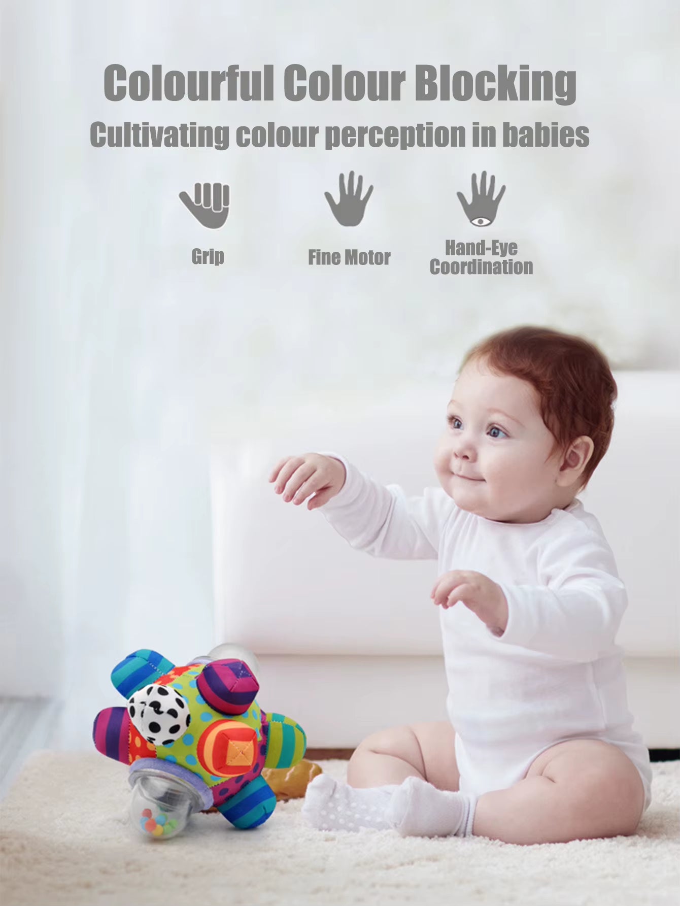 Baby Toy Fun Little Loud Bell Baby Ball Rattles Toy Develop Baby Intelligence Grasping Toy Hand Bell Rattle Toys for Baby Infant