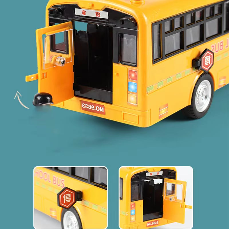 Kids Simulation Large School Bus Inertial Toys Lighting Car Model Interactive Educational Toys for Kids Birthday Christmas Gift