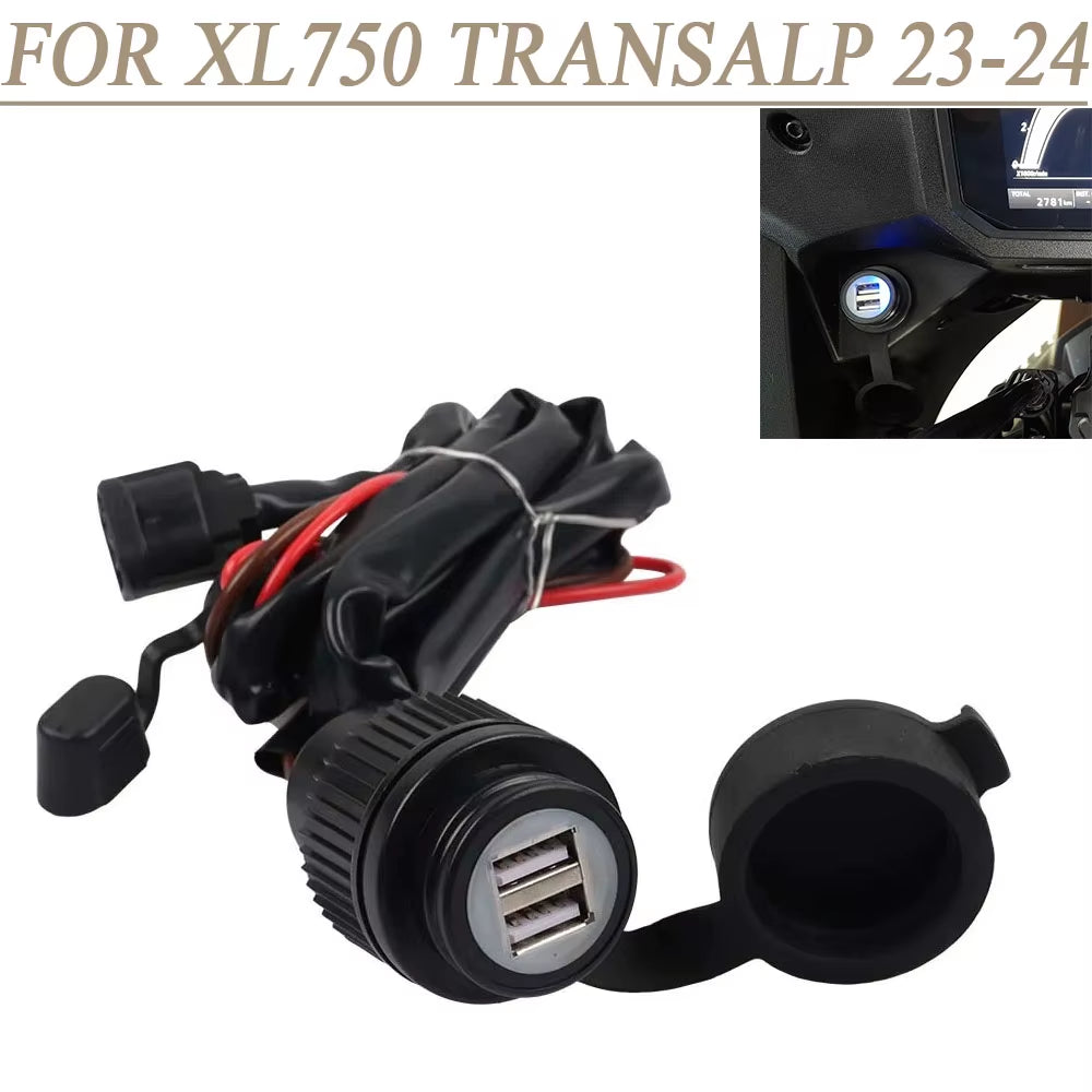 2024 for Honda Transalp XL750 XL 750 Transalp Dual USB Socket Charging Socket 5V DC Power Outlet USB Adapter Charger 2023