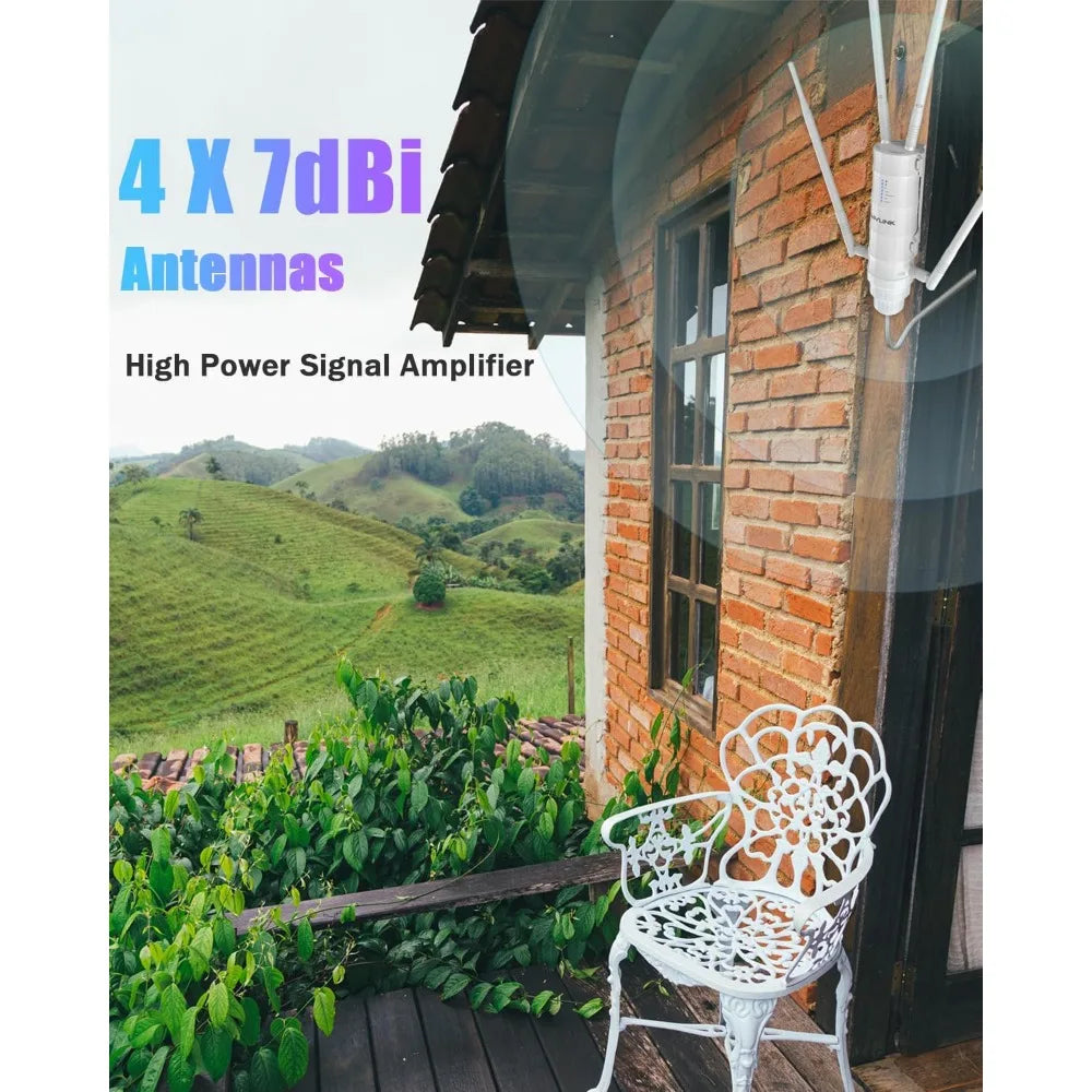 Outdoor Wifi Range Extender, Weatherproof Outdoor Access Point with POE, High Power Long Range Wifi Extender Signal Booster