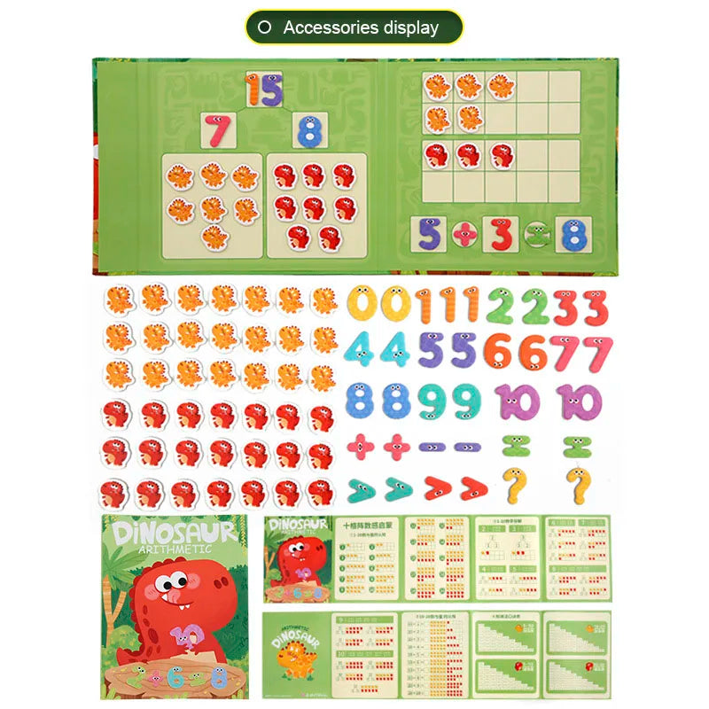 Children'S Montessori Games Magnetic Dinosaur Arithmetic Book Math Addition Subtraction Decomposition Math Toys Educational Toys