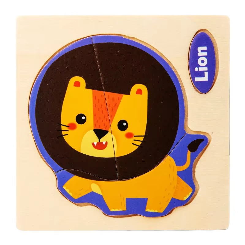 3D Wooden Puzzle Jigsaw Toys for Children Wood 3D Cartoon Animal Puzzles Intelligence Kids Early Educational Toys for Children