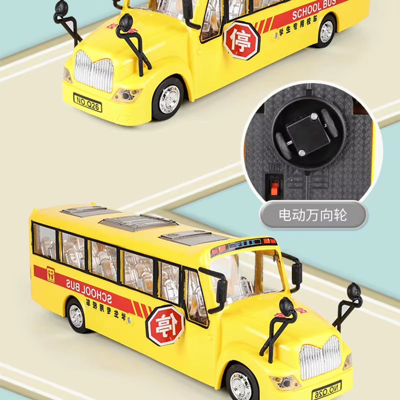 Kids Simulation Large School Bus Inertial Toys Lighting Car Model Interactive Educational Toys for Kids Birthday Christmas Gift