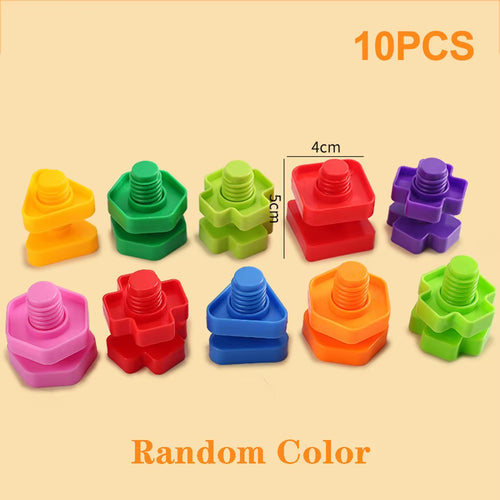 10/20Pcs Set Screw Building Blocks Creative Mosaic Puzzle Toys for Children Plastic Insert Blocks Nut Shape Boys Educational Toy