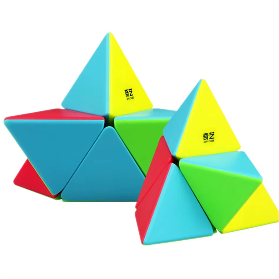 QIYI 2X2 Pyramid Cube Stickerless Magic Cubes Professional 2X2X2 Puzzle Speed Cube Educational Toys for Children