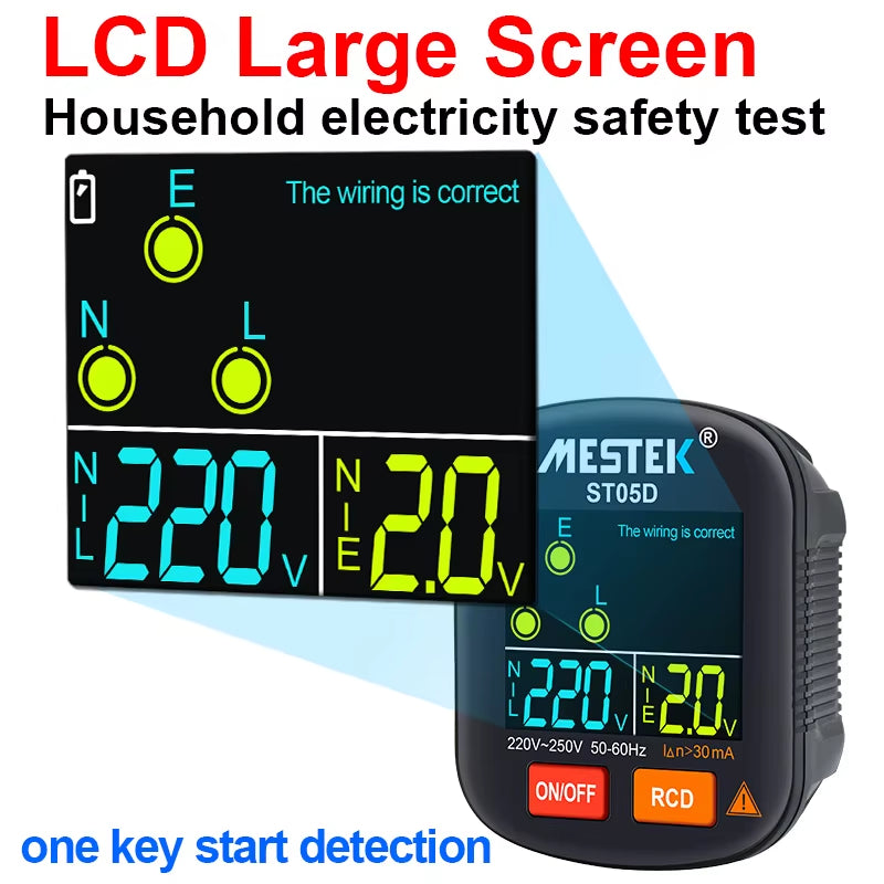 Latest Socket Tester Outlet Tester RCD GFCI NCV Test Outlet Checker EU US UK Plug Ground Zero Line 30Ma Smart Socket Detector