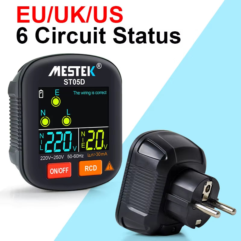 Latest Socket Tester Outlet Tester RCD GFCI NCV Test Outlet Checker EU US UK Plug Ground Zero Line 30Ma Smart Socket Detector