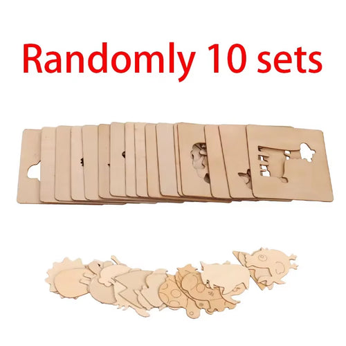 10-20Pcs Wooden DIY Kids Drawing Toys Painting Stencils Template Craft Toys Puzzle Educational Toys for Children Gifts
