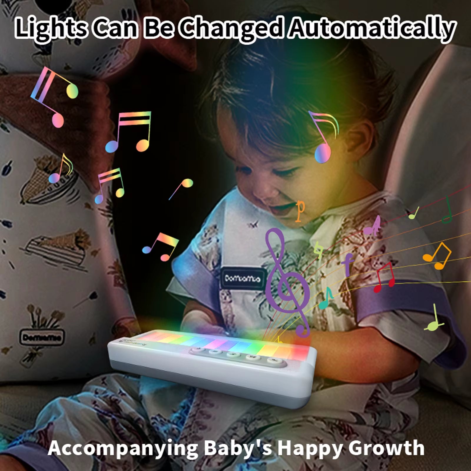 Rainbow Flashing Piano Toys Electronic Music Toys with 5 Instruments 13 Melody Portable Keyboard Toys Educational Toys for Kids