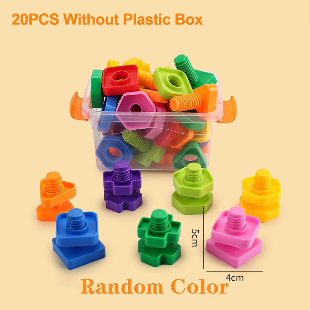 10/20Pcs Set Screw Building Blocks Creative Mosaic Puzzle Toys for Children Plastic Insert Blocks Nut Shape Boys Educational Toy