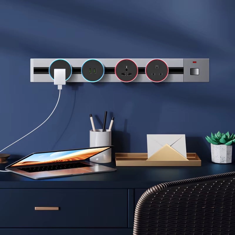 Power Track Socket Smart Home Kitchen Appliances Outlet New Type UK EU FR Standard Wall Electrical Plug Adapter with USB