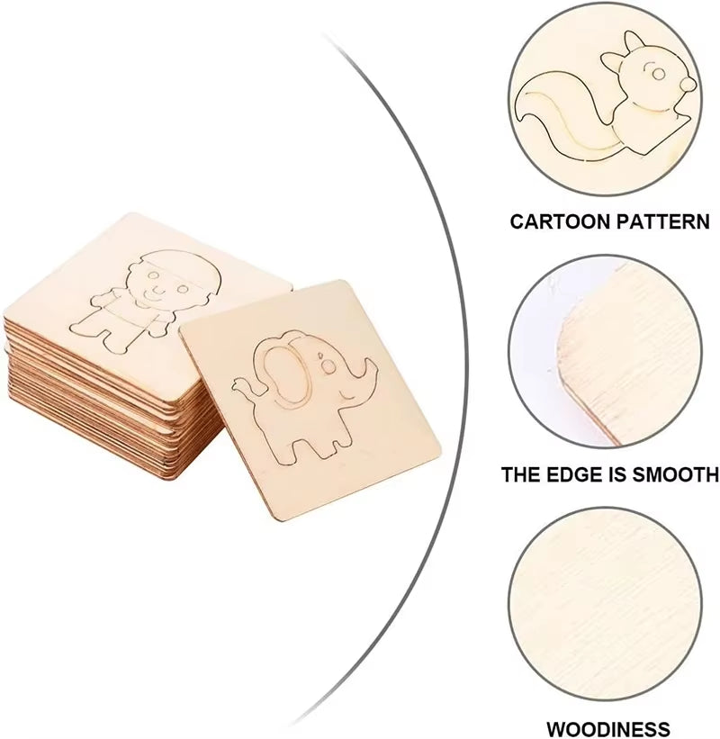 10-20Pcs Wooden DIY Kids Drawing Toys Painting Stencils Template Craft Toys Puzzle Educational Toys for Children Gifts