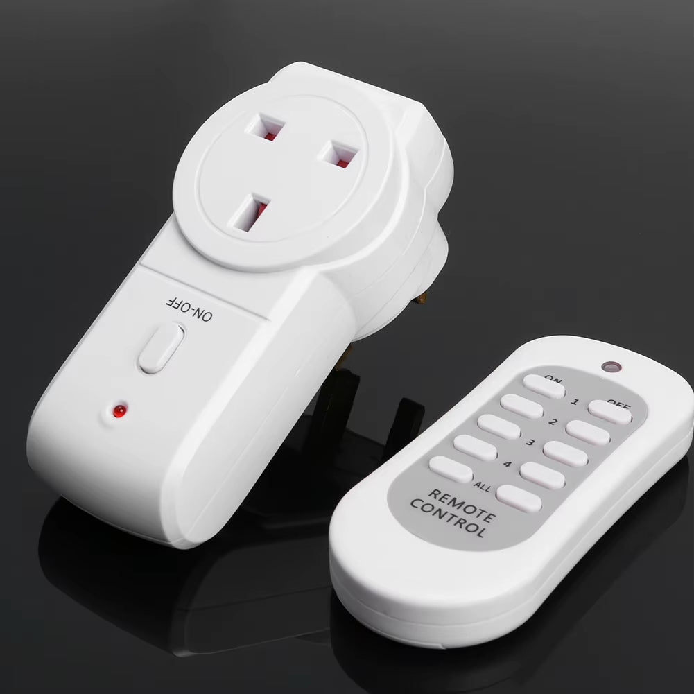 Smart Remote Control Outlet Switch 433Mhz Wireless Plug Socket 10A/230V No Installation for Bedroom/Lighting Easy Use W/ Button