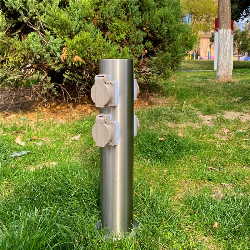 Outdoor Garden Socket 4-Way EU Sockets Waterproof Energy Column Multi-Socket Spike for Garden Décor Lawn Mower Electrical Outlet