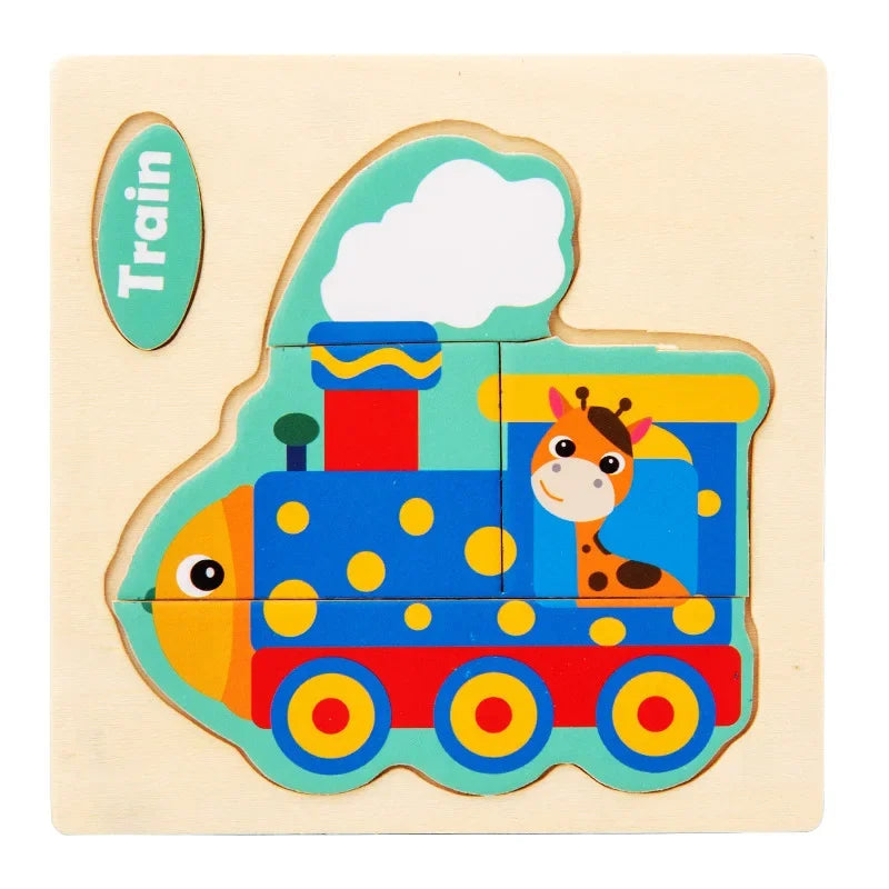 3D Wooden Puzzle Jigsaw Toys for Children Wood 3D Cartoon Animal Puzzles Intelligence Kids Early Educational Toys for Children