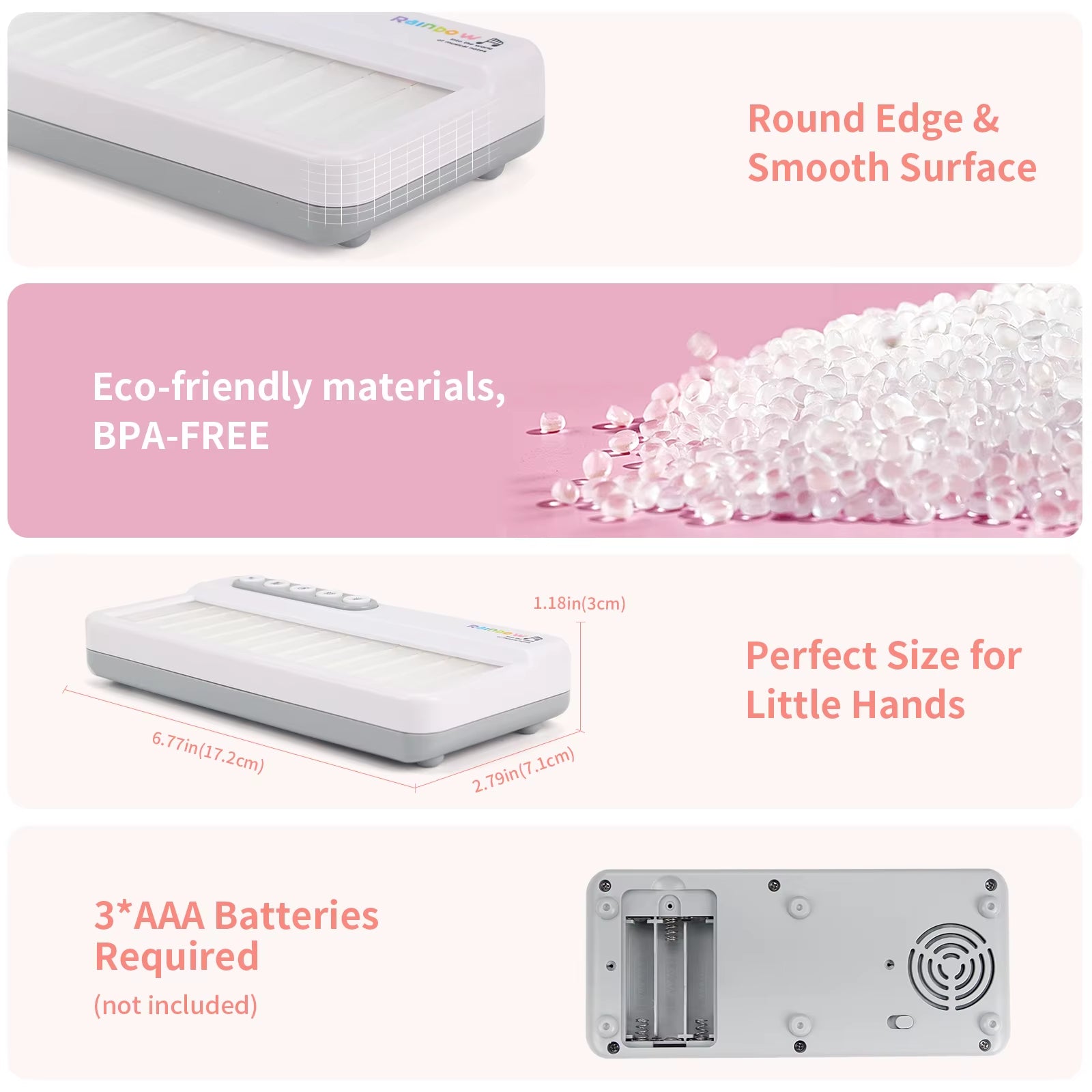 Rainbow Flashing Piano Toys Electronic Music Toys with 5 Instruments 13 Melody Portable Keyboard Toys Educational Toys for Kids