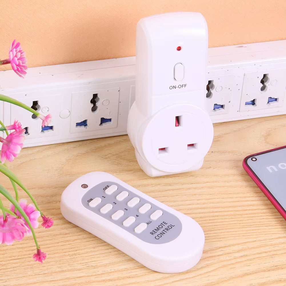 Smart Remote Control Outlet Switch 433Mhz Wireless Plug Socket 10A/230V No Installation for Bedroom/Lighting Easy Use W/ Button