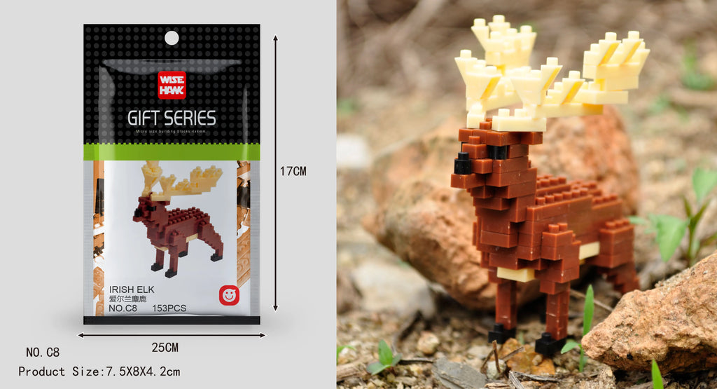 Kids Toy Mini Building Blocks Micro Bricks Eagle Moose Dog Cat Bird Animals 3D Model Bag Gifts Educational Toys for Children