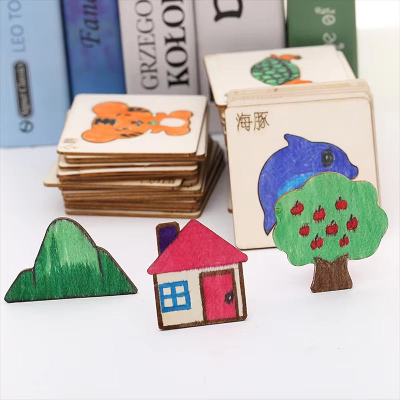 10-20Pcs Wooden DIY Kids Drawing Toys Painting Stencils Template Craft Toys Puzzle Educational Toys for Children Gifts