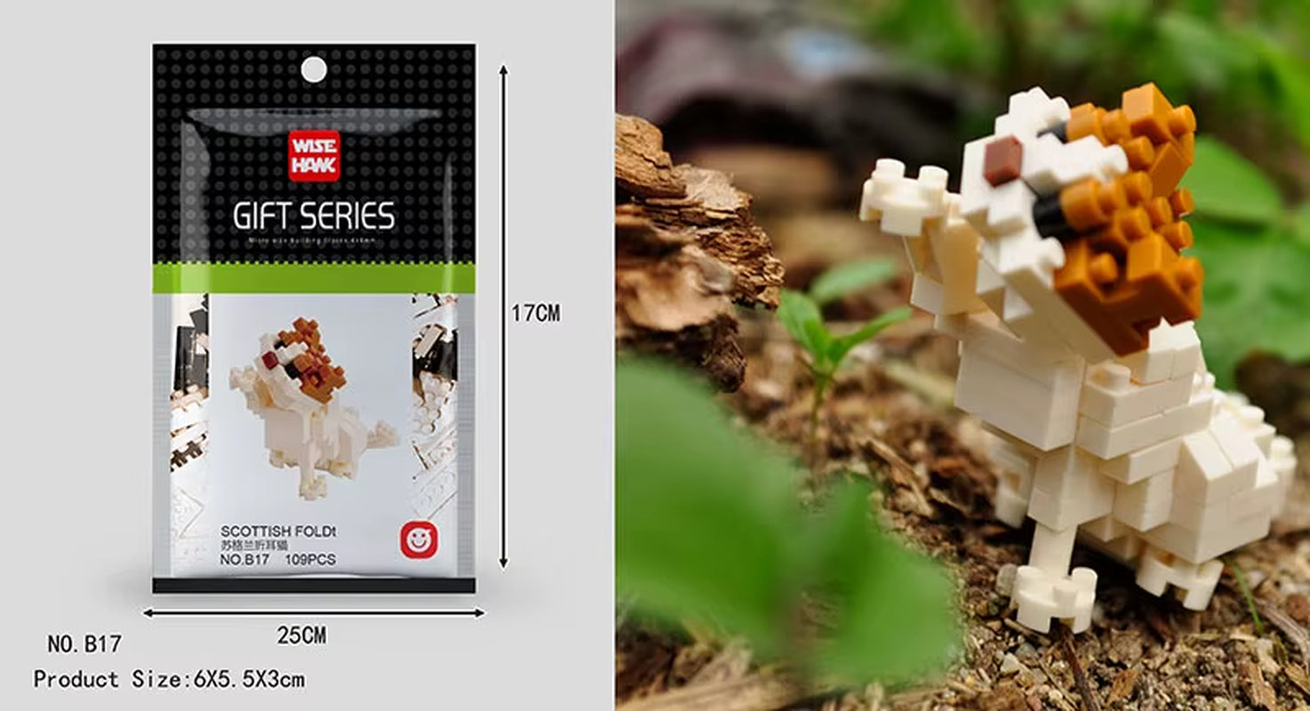 Kids Toy Mini Building Blocks Micro Bricks Eagle Moose Dog Cat Bird Animals 3D Model Bag Gifts Educational Toys for Children