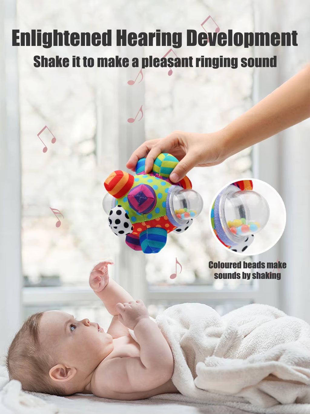 Baby Toy Fun Little Loud Bell Baby Ball Rattles Toy Develop Baby Intelligence Grasping Toy Hand Bell Rattle Toys for Baby Infant