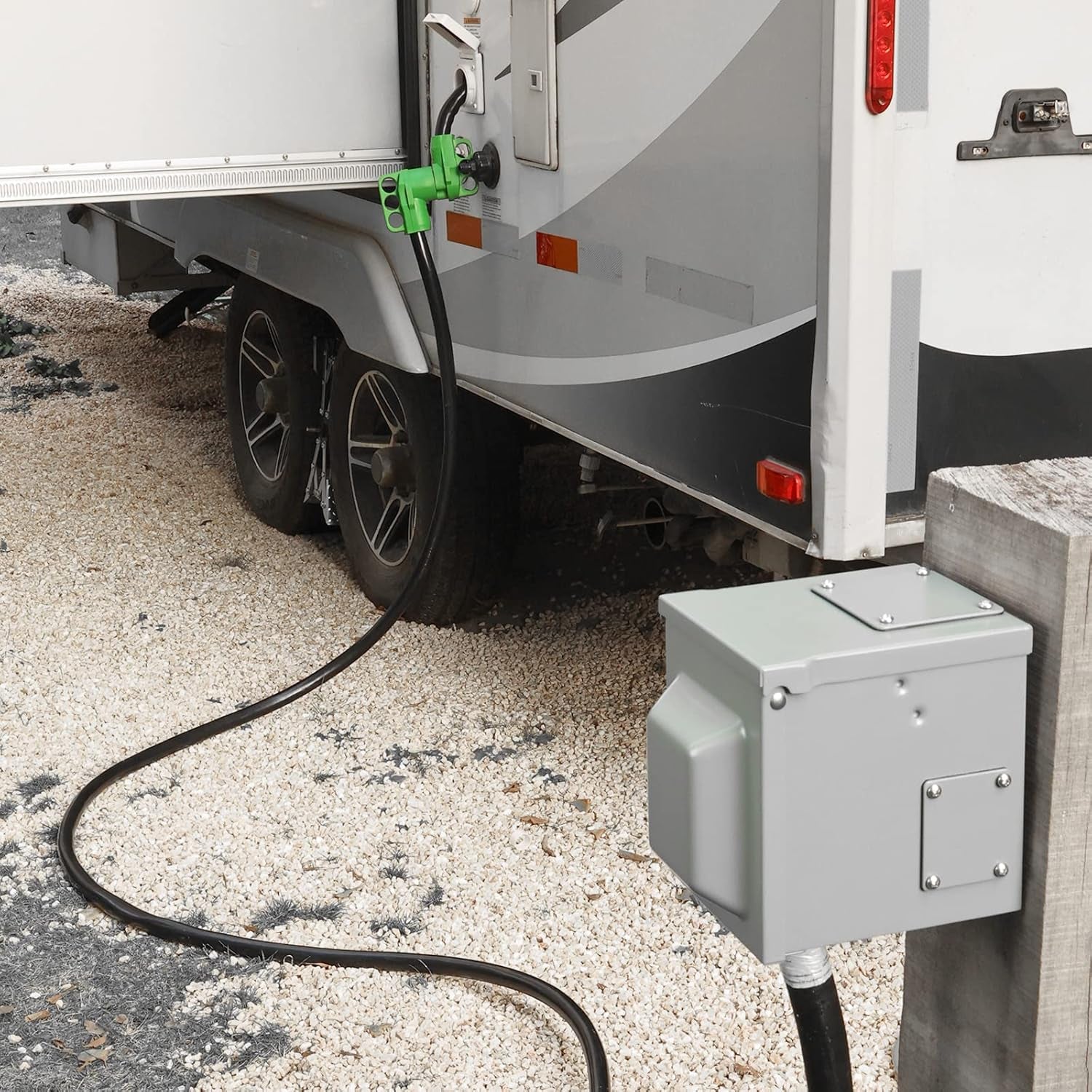 50 Amp 50 Foot RV/EV Extension Cord, NEMA 14-50P/R Heavy Duty Extension Cord with LED Power Indicator and Cord Organizer, Green, ETL Listed