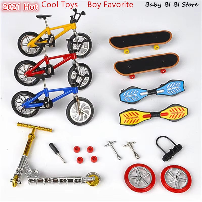 1Set Mini Scooter Two Wheel Scooter Children'S Educational Toys Finger Scooter Bike Fingerboard Skateboard