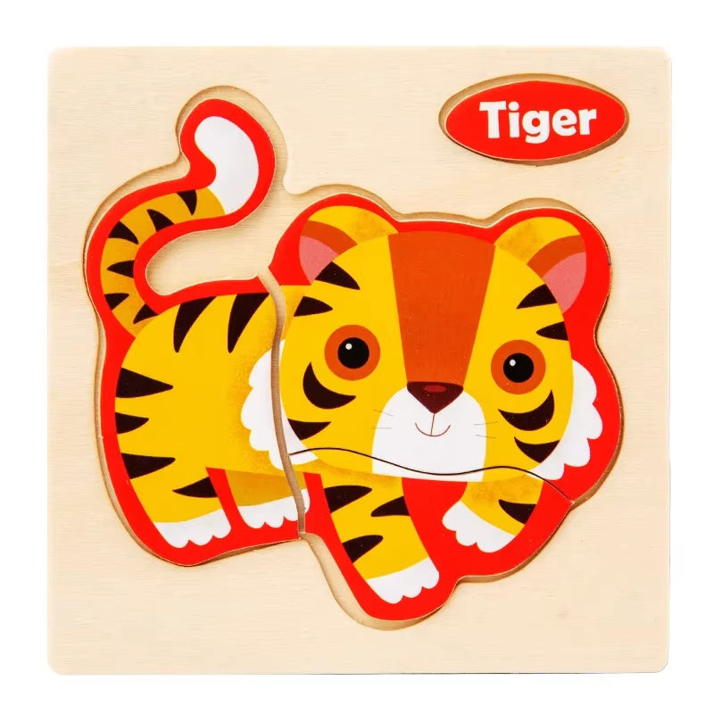 3D Wooden Puzzle Jigsaw Toys for Children Wood 3D Cartoon Animal Puzzles Intelligence Kids Early Educational Toys for Children