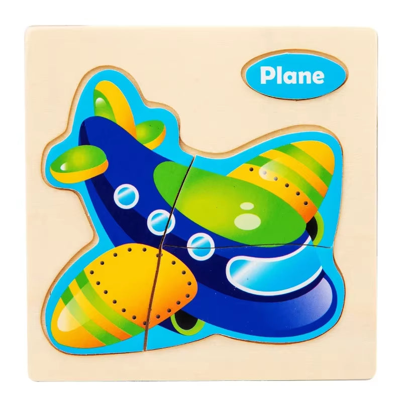 3D Wooden Puzzle Jigsaw Toys for Children Wood 3D Cartoon Animal Puzzles Intelligence Kids Early Educational Toys for Children