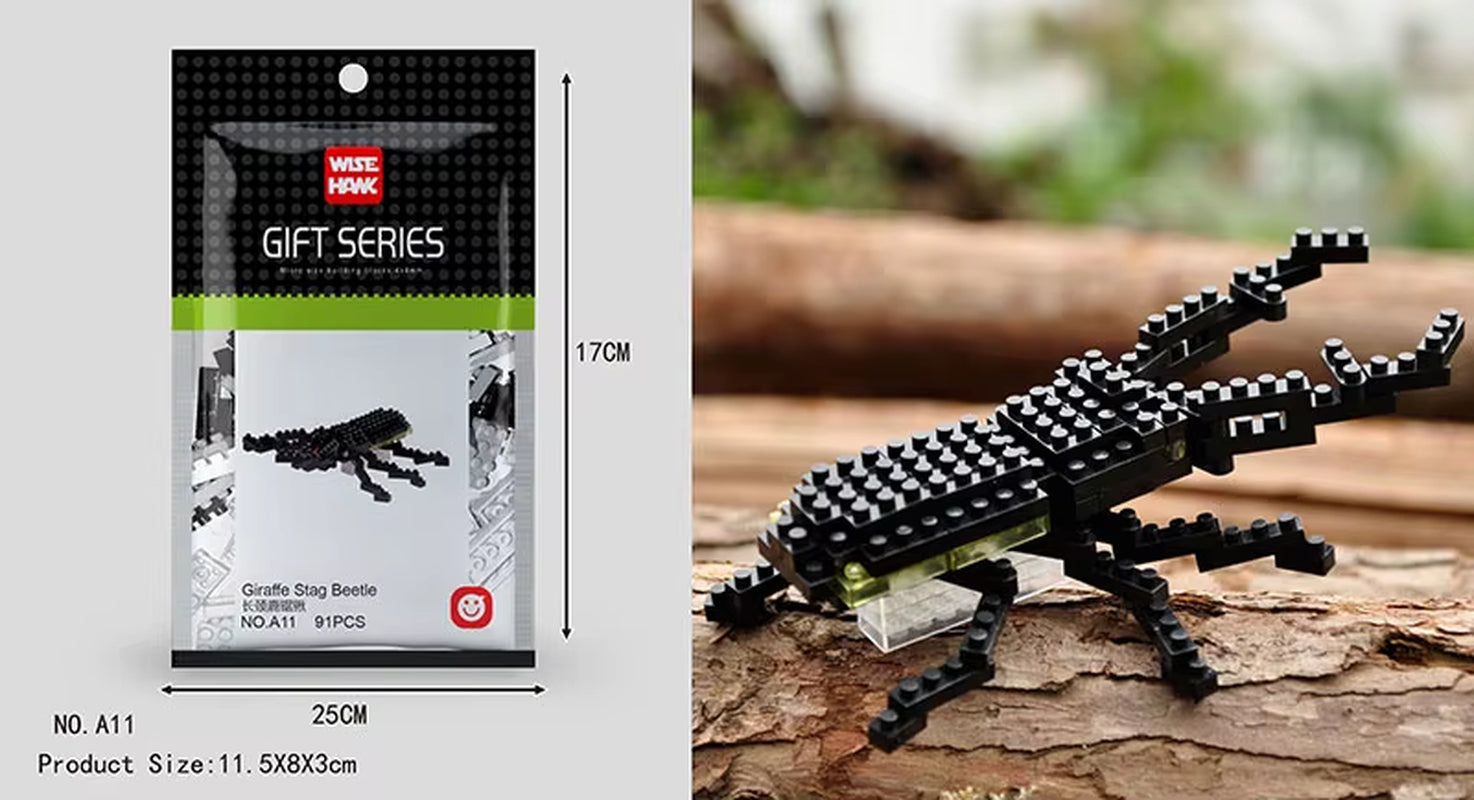 Kids Toy Mini Building Blocks Micro Bricks Eagle Moose Dog Cat Bird Animals 3D Model Bag Gifts Educational Toys for Children