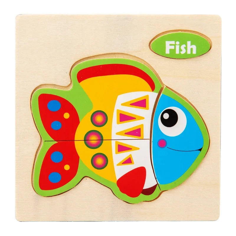 3D Wooden Puzzle Jigsaw Toys for Children Wood 3D Cartoon Animal Puzzles Intelligence Kids Early Educational Toys for Children