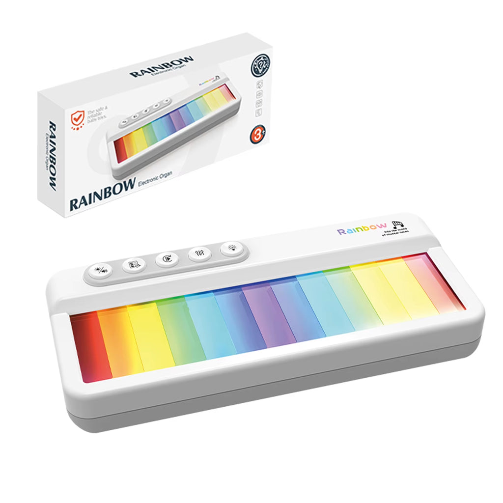 Rainbow Flashing Piano Toys Electronic Music Toys with 5 Instruments 13 Melody Portable Keyboard Toys Educational Toys for Kids