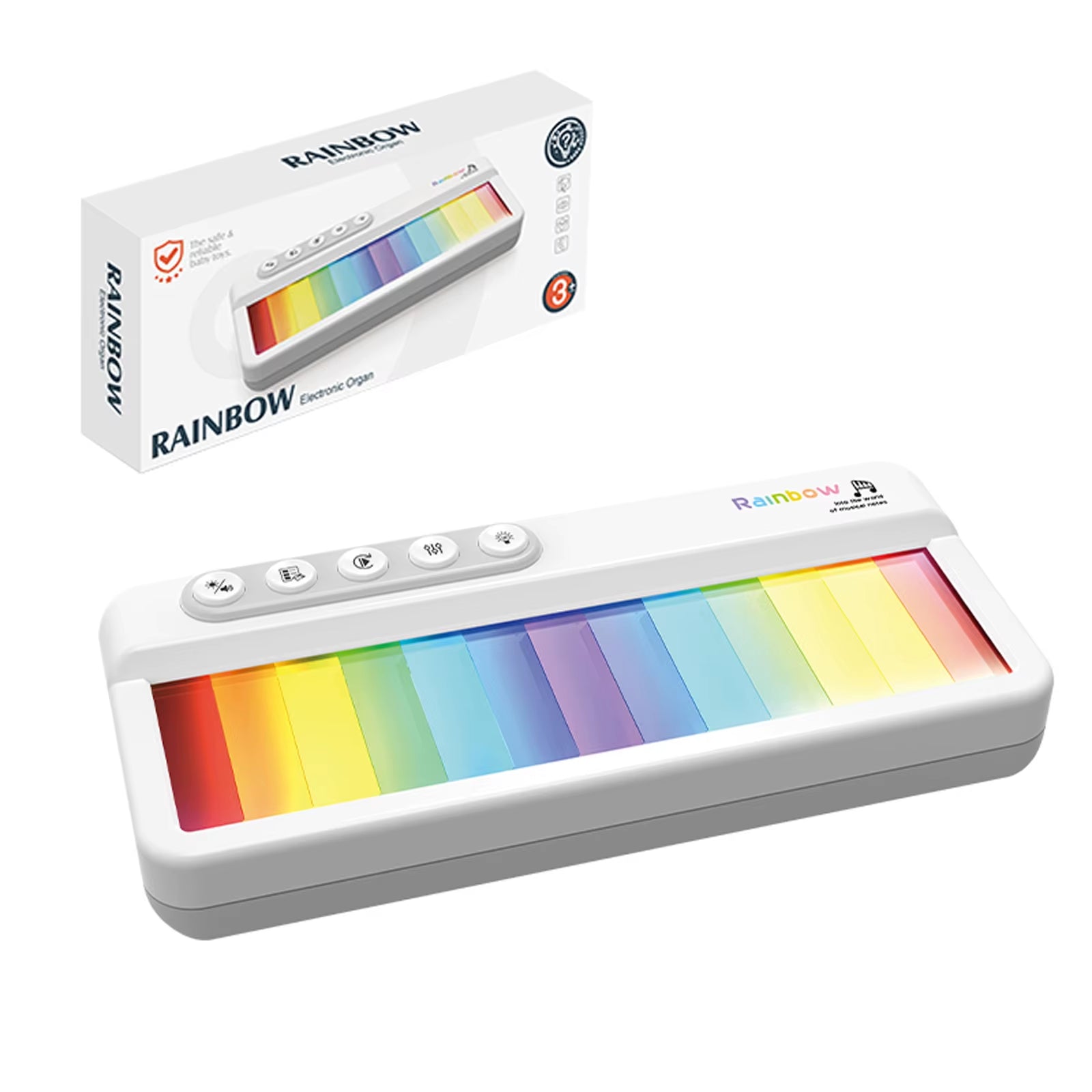 Rainbow Flashing Piano Toys Electronic Music Toys with 5 Instruments 13 Melody Portable Keyboard Toys Educational Toys for Kids