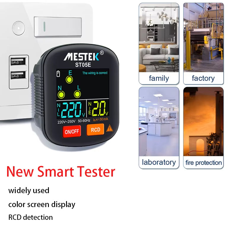 Latest Socket Tester Outlet Tester RCD GFCI NCV Test Outlet Checker EU US UK Plug Ground Zero Line 30Ma Smart Socket Detector
