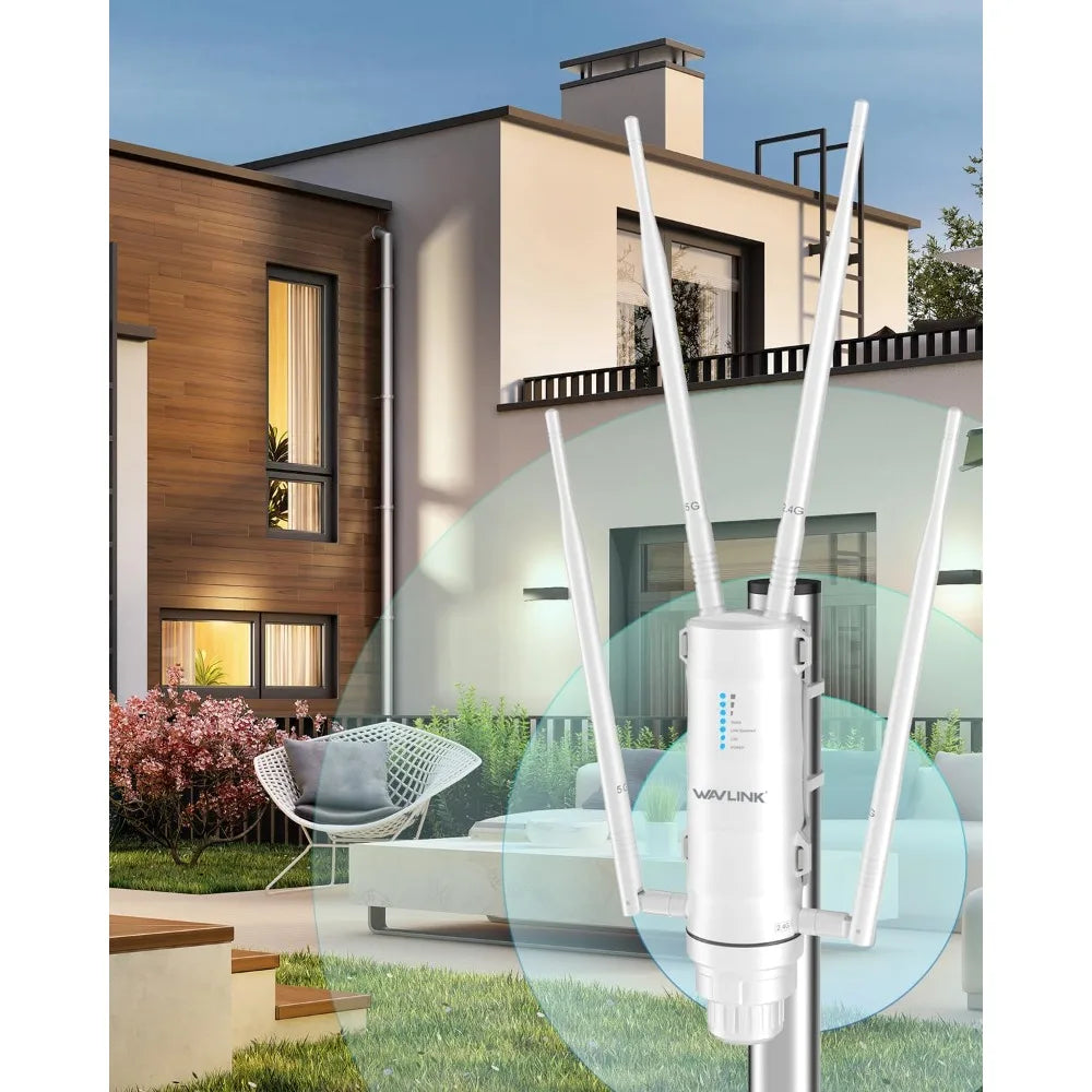 Outdoor Wifi Range Extender, Weatherproof Outdoor Access Point with POE, High Power Long Range Wifi Extender Signal Booster