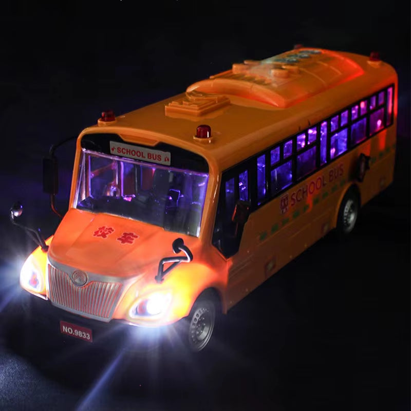 Kids Simulation Large School Bus Inertial Toys Lighting Car Model Interactive Educational Toys for Kids Birthday Christmas Gift