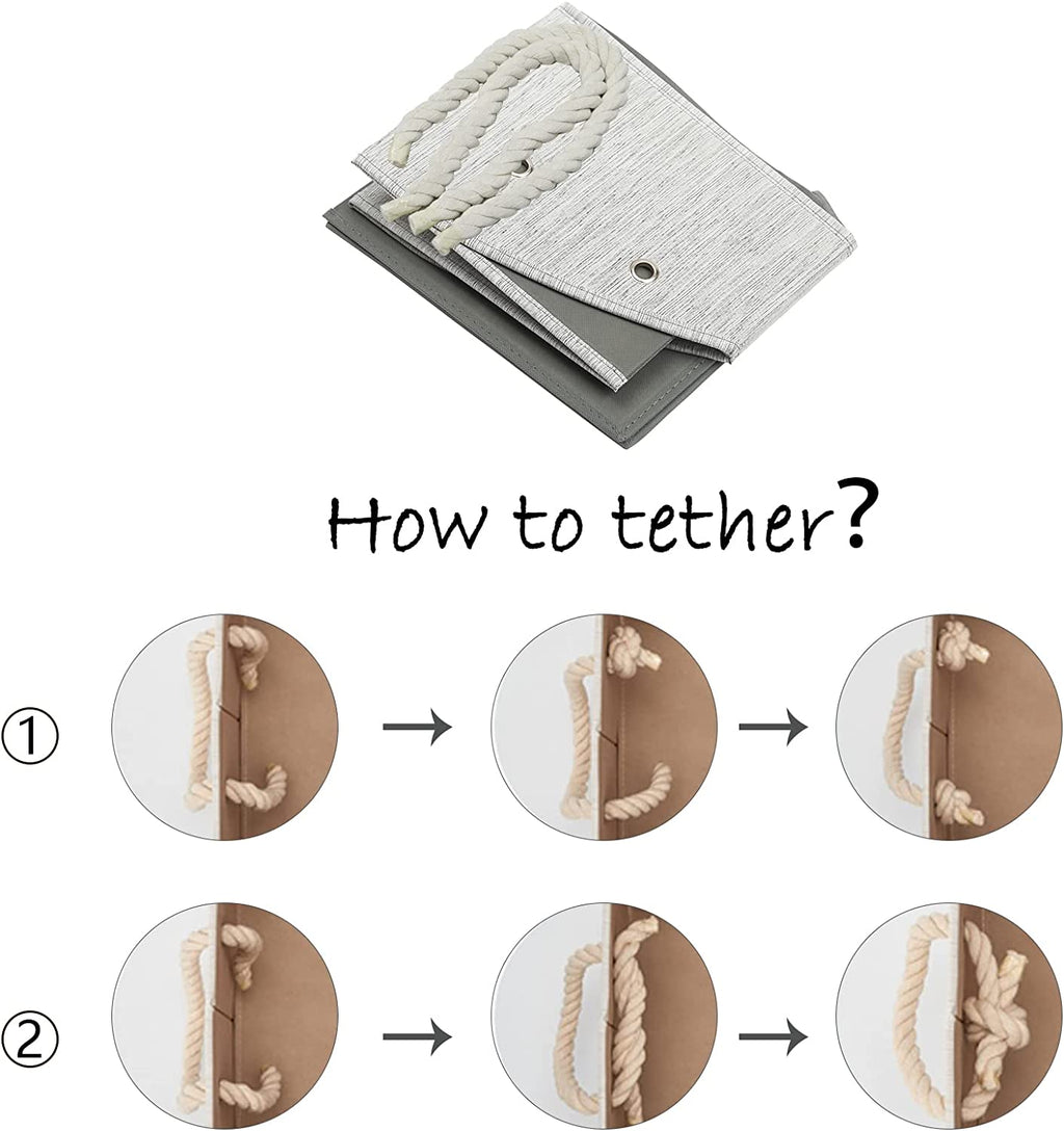 Large Dog Toys Storage Bins-Foldable Fabric Trapezoid Organizer Boxes with Weave Rope Handle,Collapsible Basket for Shelves,Dog Apparel(Gray-Dog)