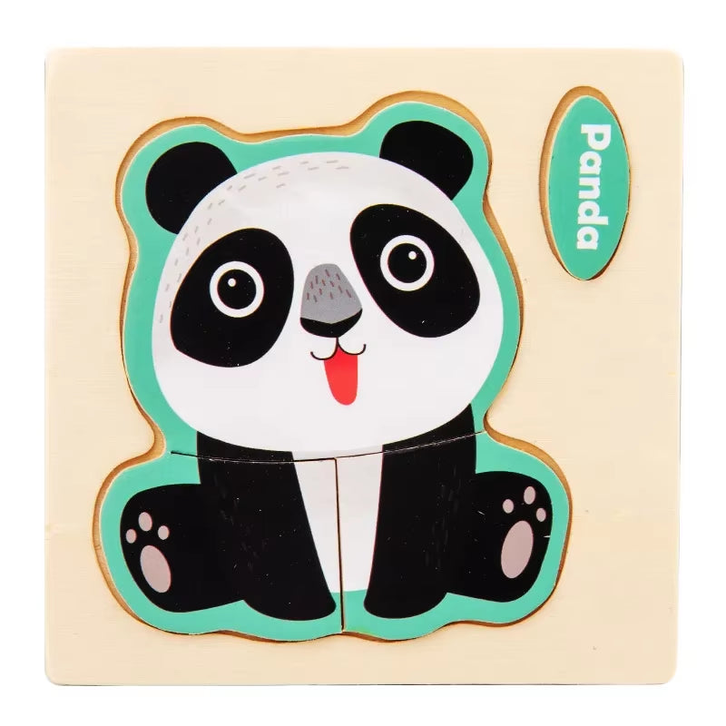 3D Wooden Puzzle Jigsaw Toys for Children Wood 3D Cartoon Animal Puzzles Intelligence Kids Early Educational Toys for Children