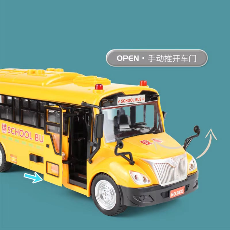 Kids Simulation Large School Bus Inertial Toys Lighting Car Model Interactive Educational Toys for Kids Birthday Christmas Gift