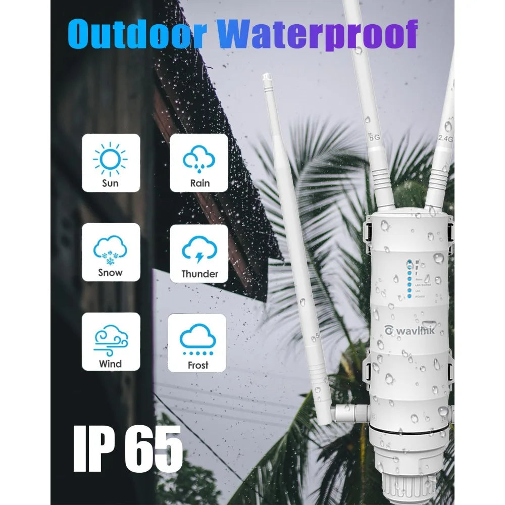 Outdoor Wifi Range Extender, Weatherproof Outdoor Access Point with POE, High Power Long Range Wifi Extender Signal Booster