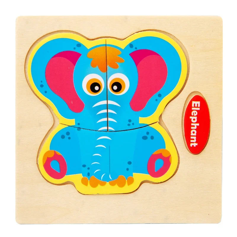 3D Wooden Puzzle Jigsaw Toys for Children Wood 3D Cartoon Animal Puzzles Intelligence Kids Early Educational Toys for Children