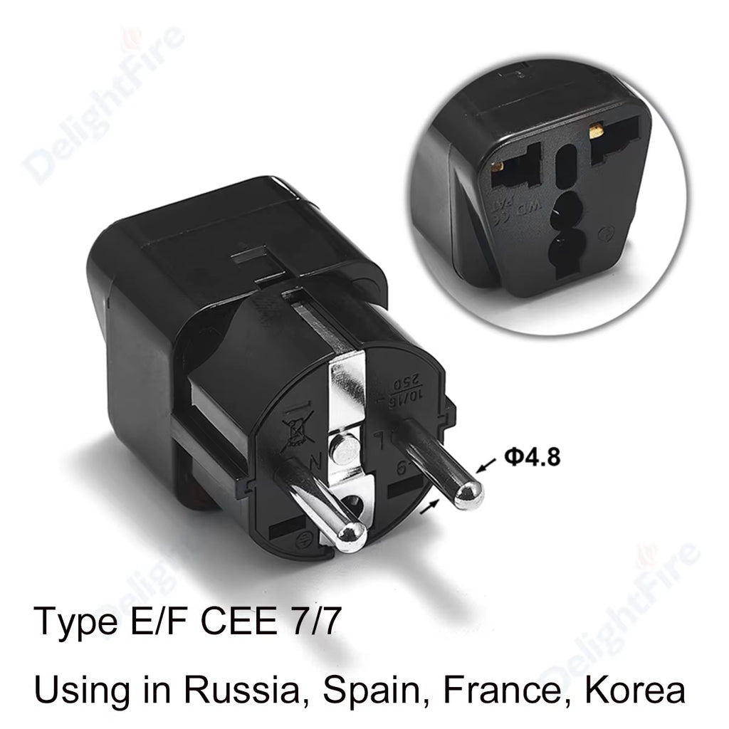 KR Plug Adapter Multifunction Universal AU UK US to EU Electrical Socket Type E/F France Spain Plug Travel Adapter AC Outlet